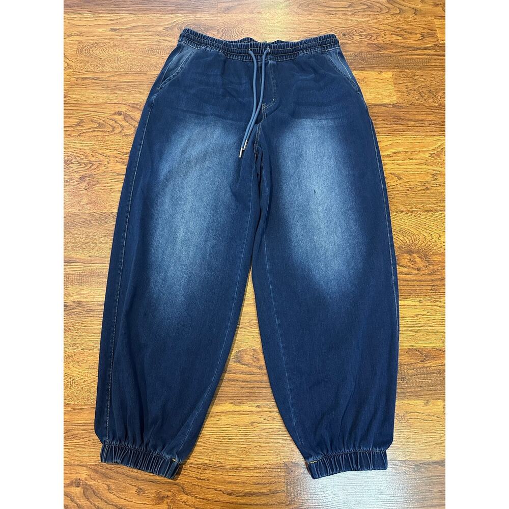 Halara Flex Mid Rise Balloon Denim Pants Women's Large Blue Modern Fit Relaxed